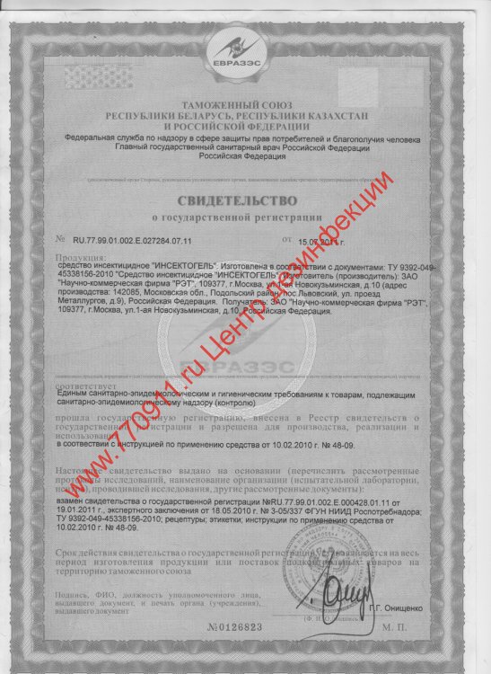 Инсектогель шприц 30гр